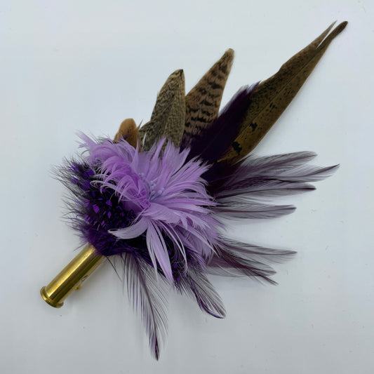 Purple Tones & Natural Feather Hat Pin (CFP547)