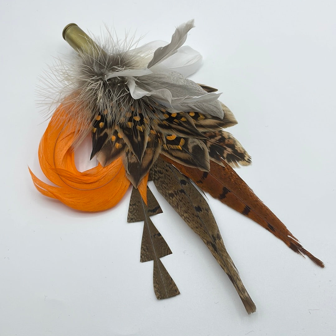 Orange & Natural Feather Hat Pin (CFP323)