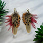 Red & Natural Feather Boot Tassels (CFB4124)