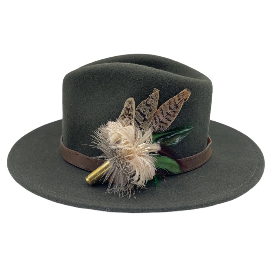 Cream, Green & Natural Feather Hat Pin (CFP645)