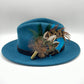 Peacock, Blue & Natural Feather Hat Pin (CFP279)