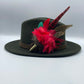 Red, Green & Natural Feather Hat Pin (CFP407)