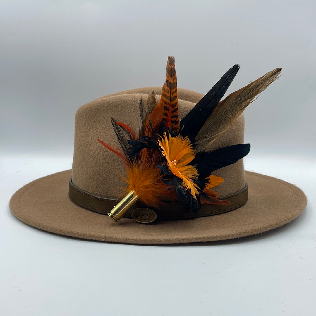 Orange & Black Feather Hat Pin (CFP402)