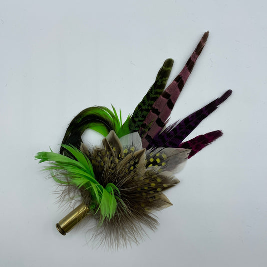 Lime Green & Natural Feather Hat Pin (CFP550)