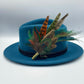 Peacock, Teal, Rust & Natural Feather Hat Pin (CFP359)