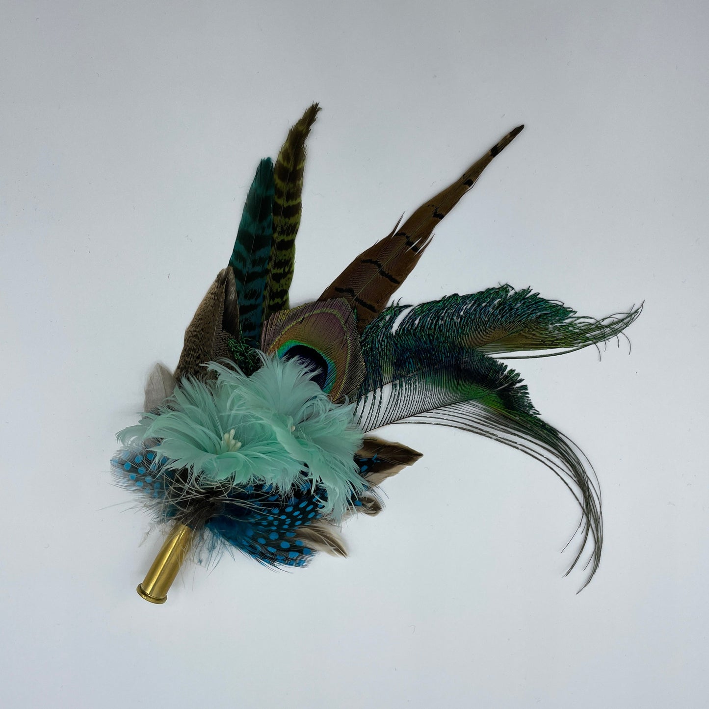 Peacock, Aqua & Turquoise Feather Hat Pin (CFP560)