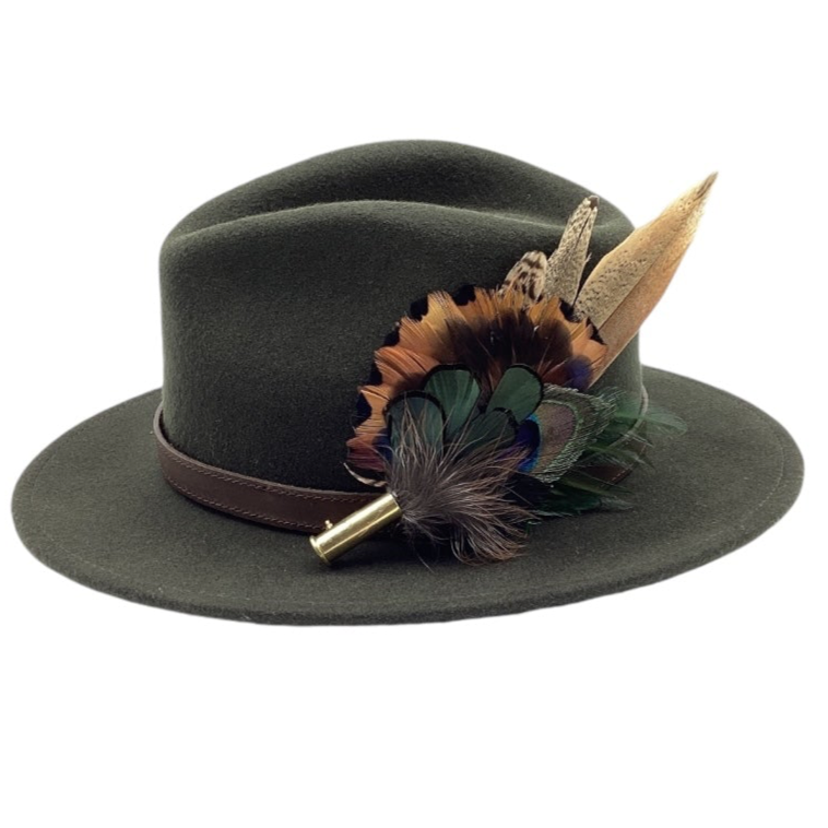 Green & Natural Feather Hat Pin (CFP682)