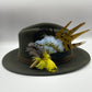 Light Blue, Yellow & Natural Feather hat Pin (CFP327)  - Reduced Ex-Display