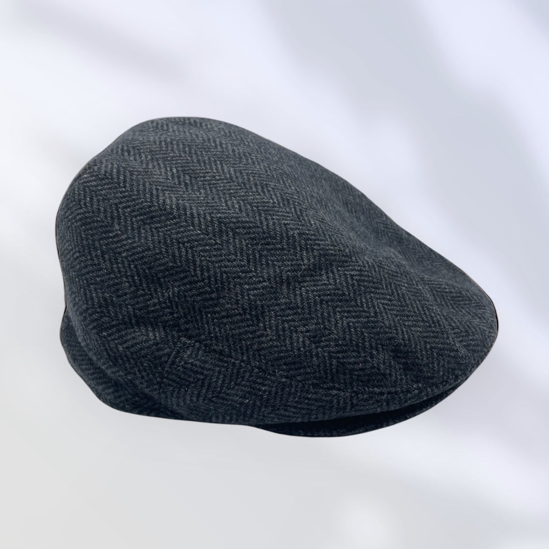 Dark Grey Herringbone Flat Cap (CFFC7010)