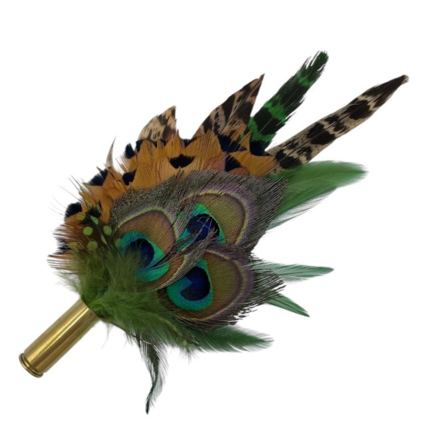 Green & Natural Feather Hat Pin (CFP669)