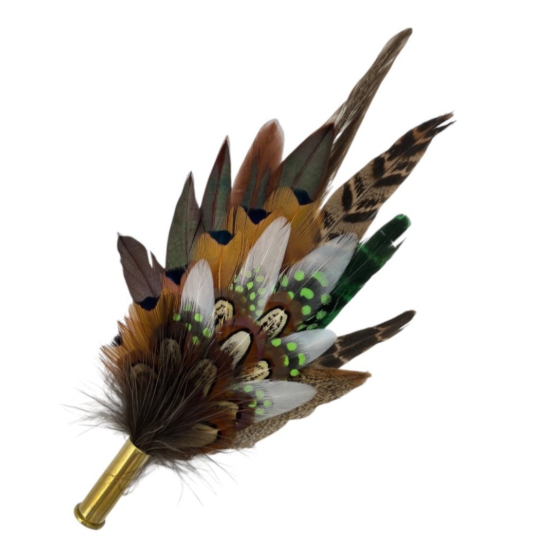 Brown, Green & Natural Feather Hat Pin (CFP674)