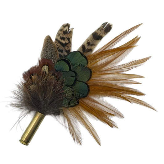 Peacock & Natural Feather Hat Pin (CFP706)