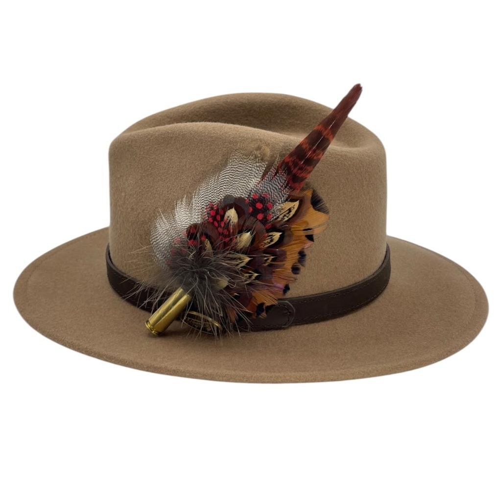 Red & Natural Feather Hat Pin (CFP715)