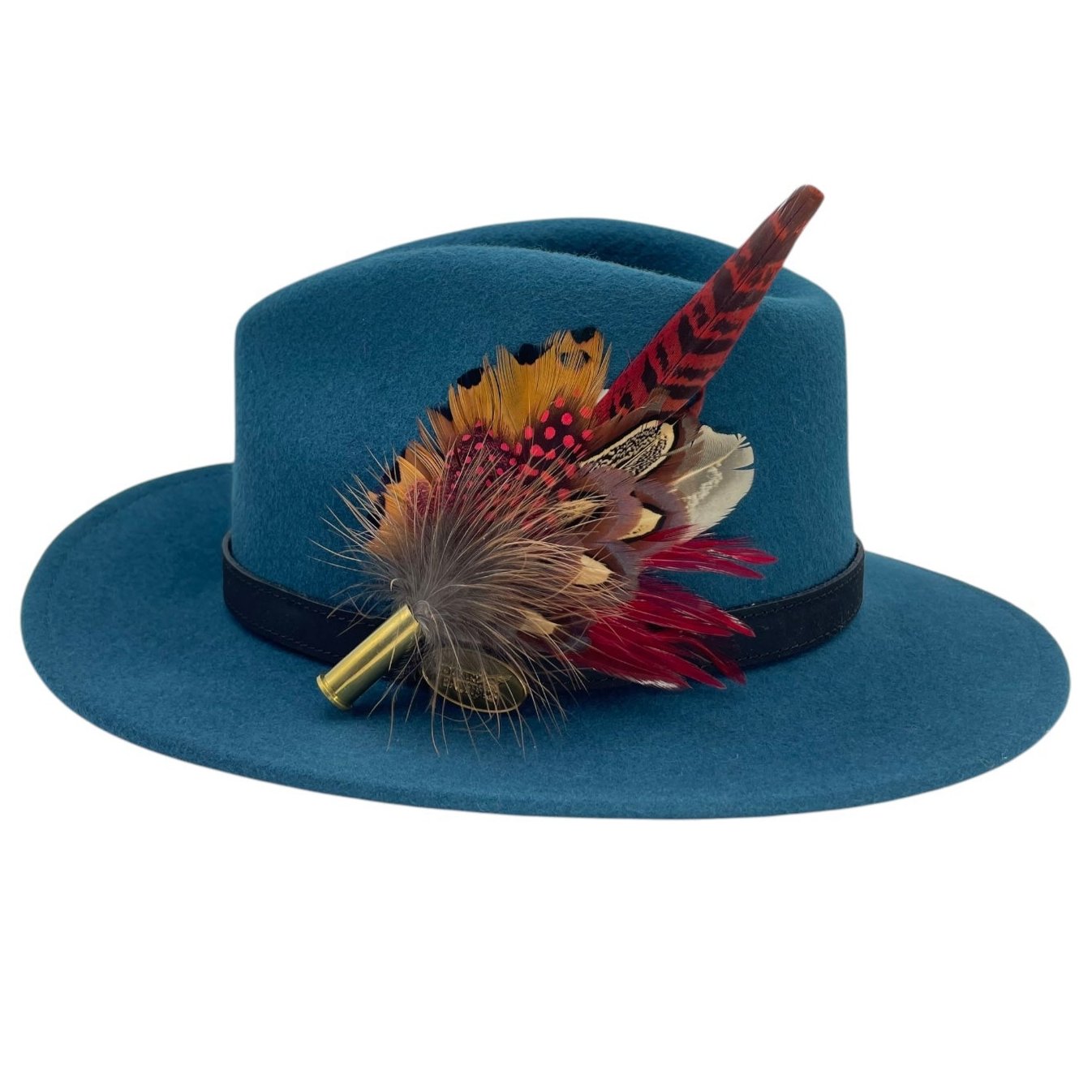 Red, Wine & Natural Feather Hat Pin (CFP720)