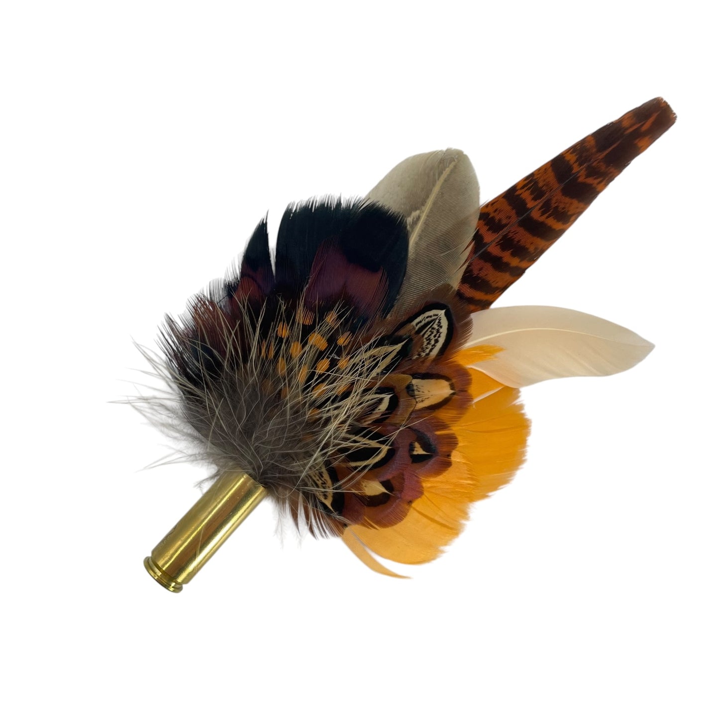 Orange & Natural Feather Hat Pin (CFP716)