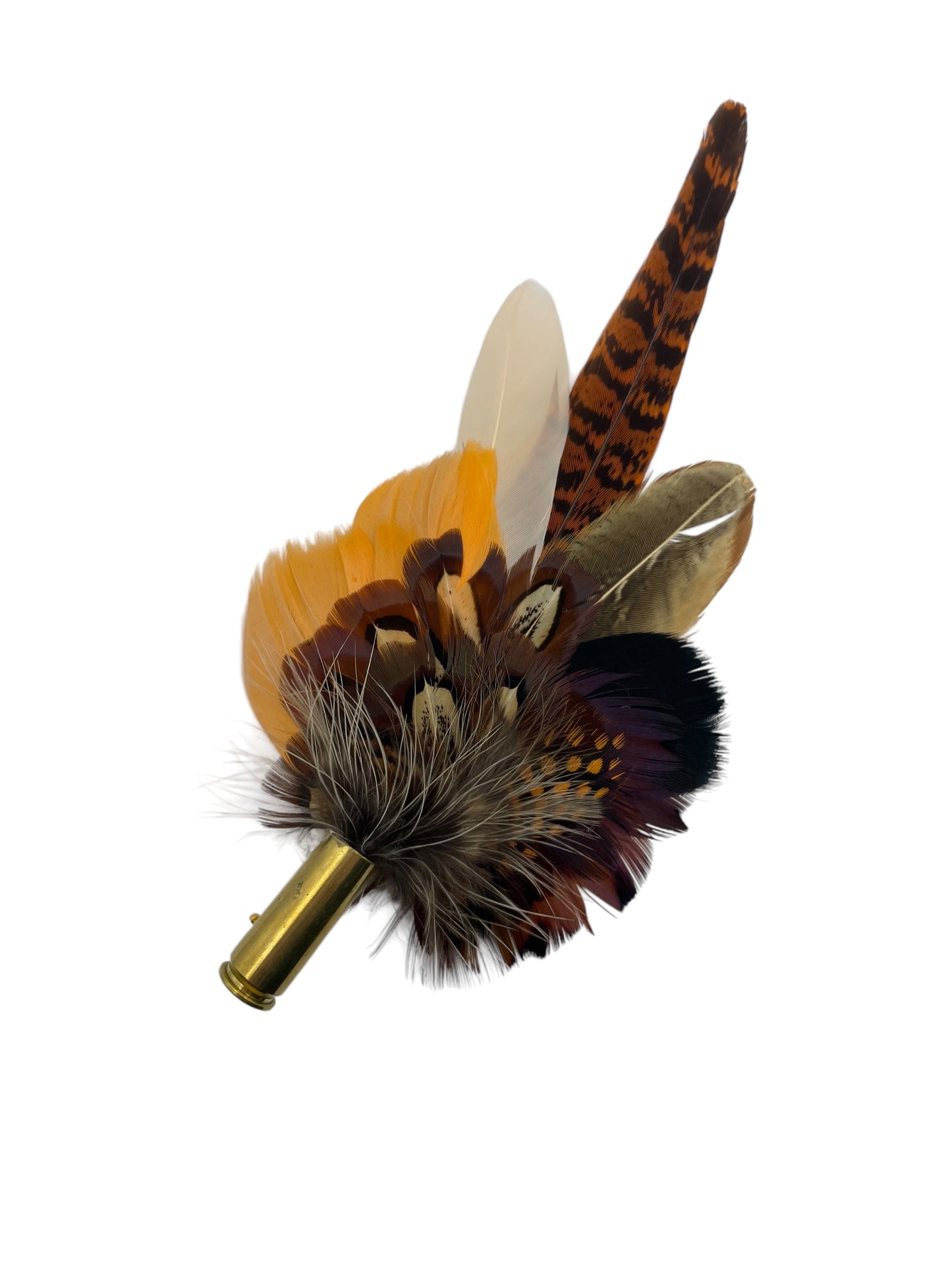 Orange & Natural Feather Hat Pin (CFP719)