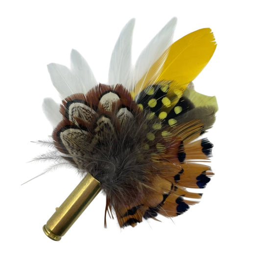 Mustard, Yellow & Natural Feather Hat Pin (CFP741)