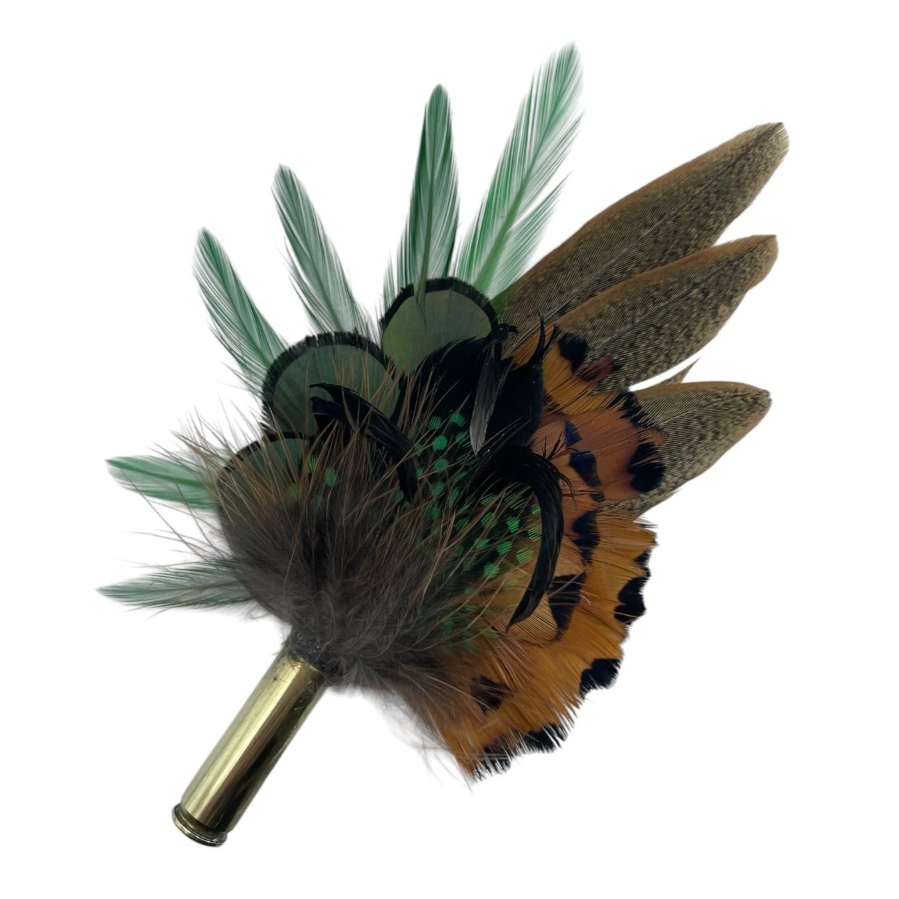 Emerald Green & Natural Feather Hat Pin (CFP744)