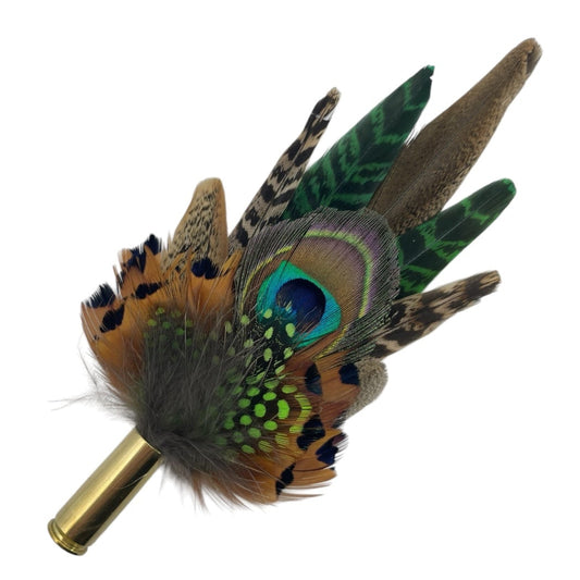 Green & Natural Feather Hat Pin (CFP748)