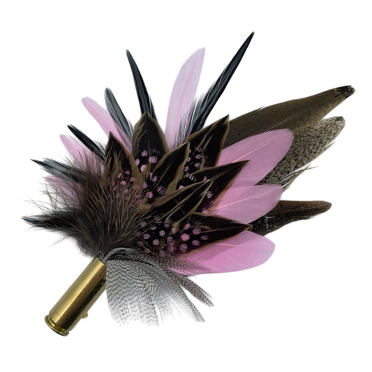 Pink, Black & Natural Feather Hat Pin (CFP751)