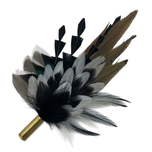 Black, White & Natural Feather Hat Pin (CFP756)