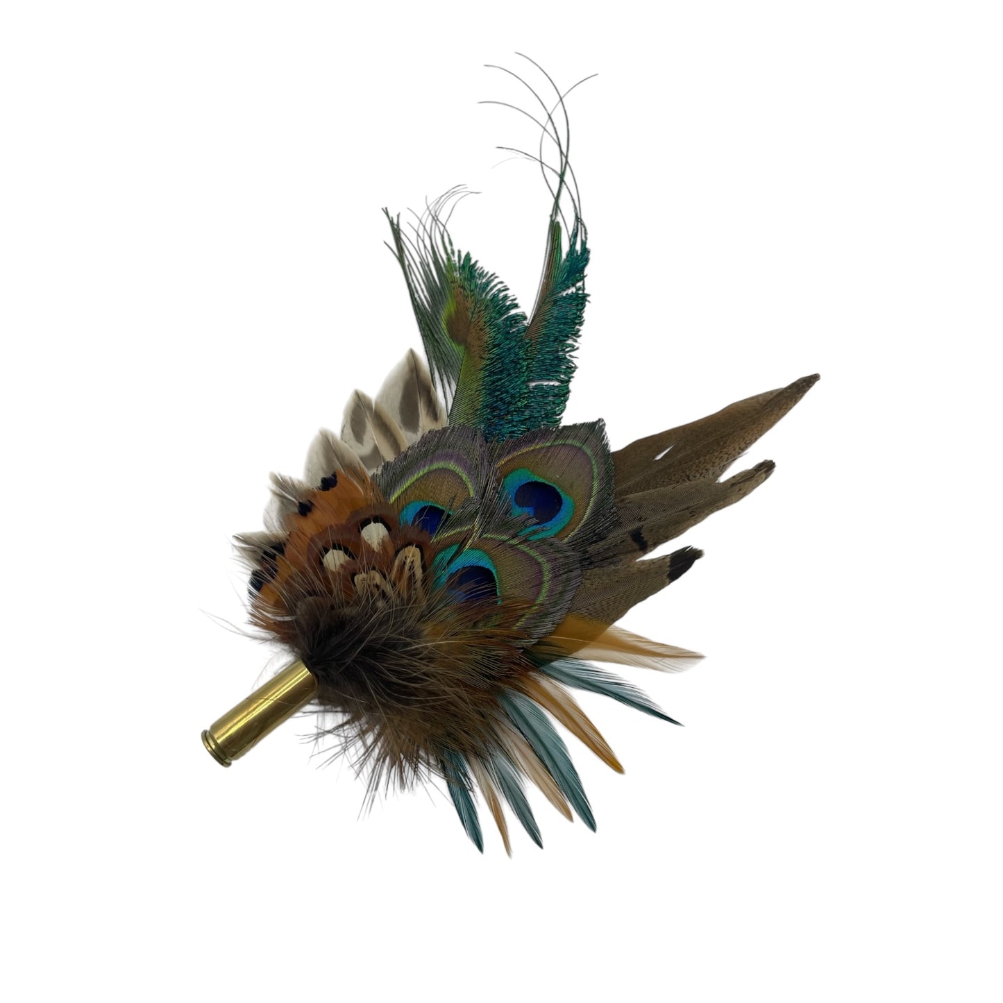 Peacock, Rust & Natural Feather Hat Pin (CFP757)