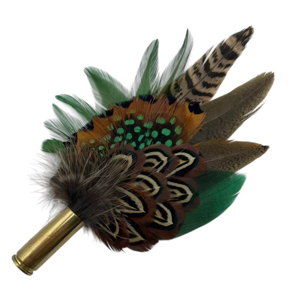 Green & Natural Feather Hat Pin (CFP758)