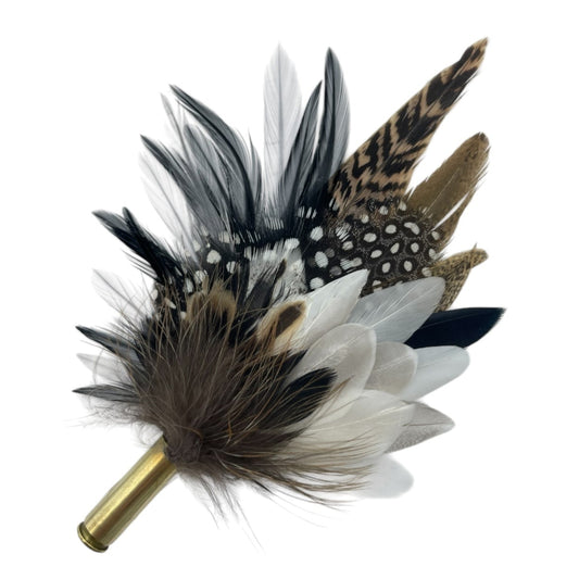 Black, White & Natural Feather Hat Pin (CF762)