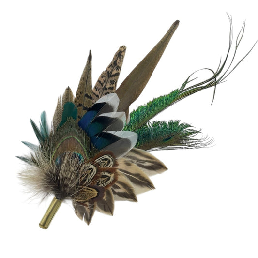 Peacock, Pheasant & Natural Feather Hat Pin (CFP766)