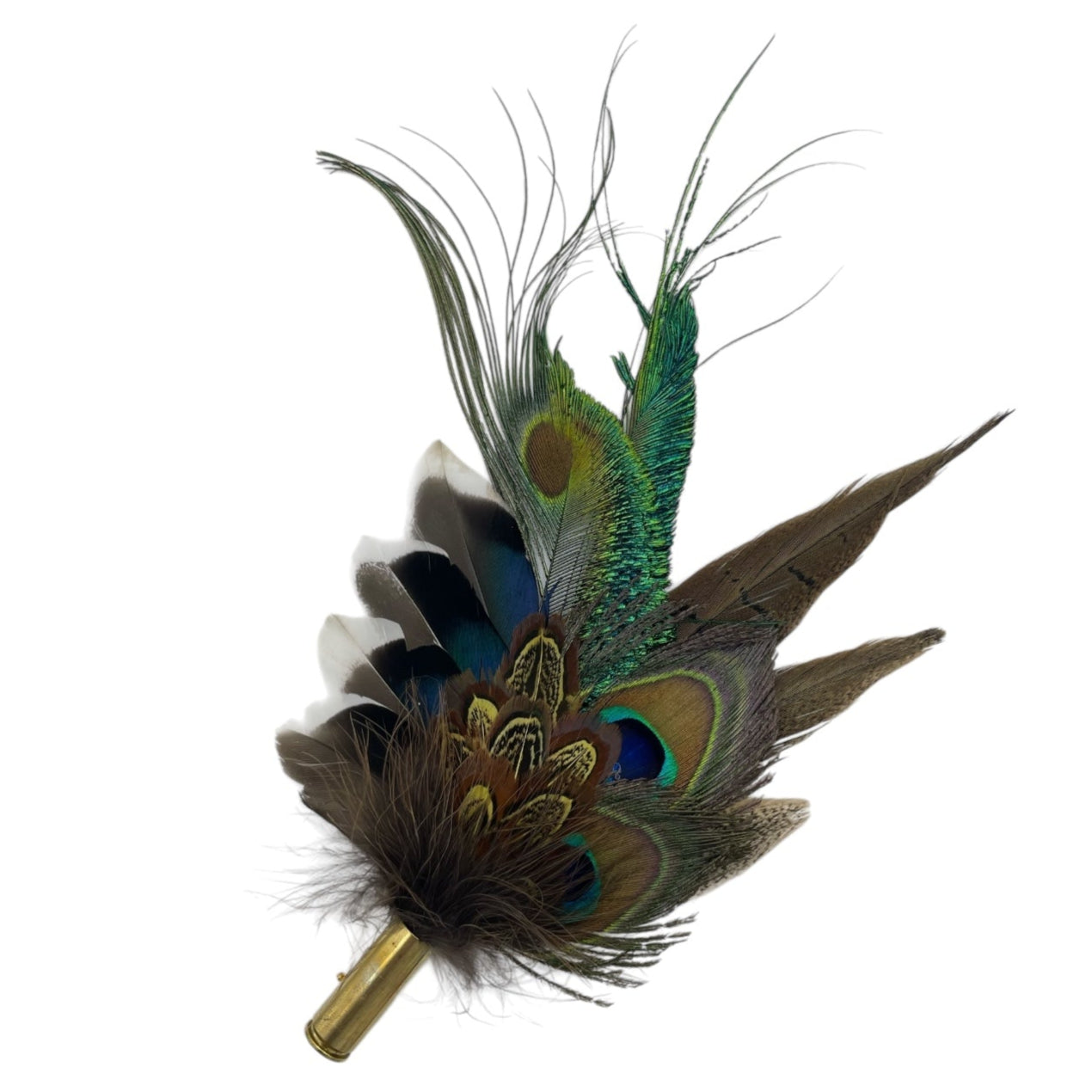 Peacock, & Natural Feather Hat Pin (CFP767)