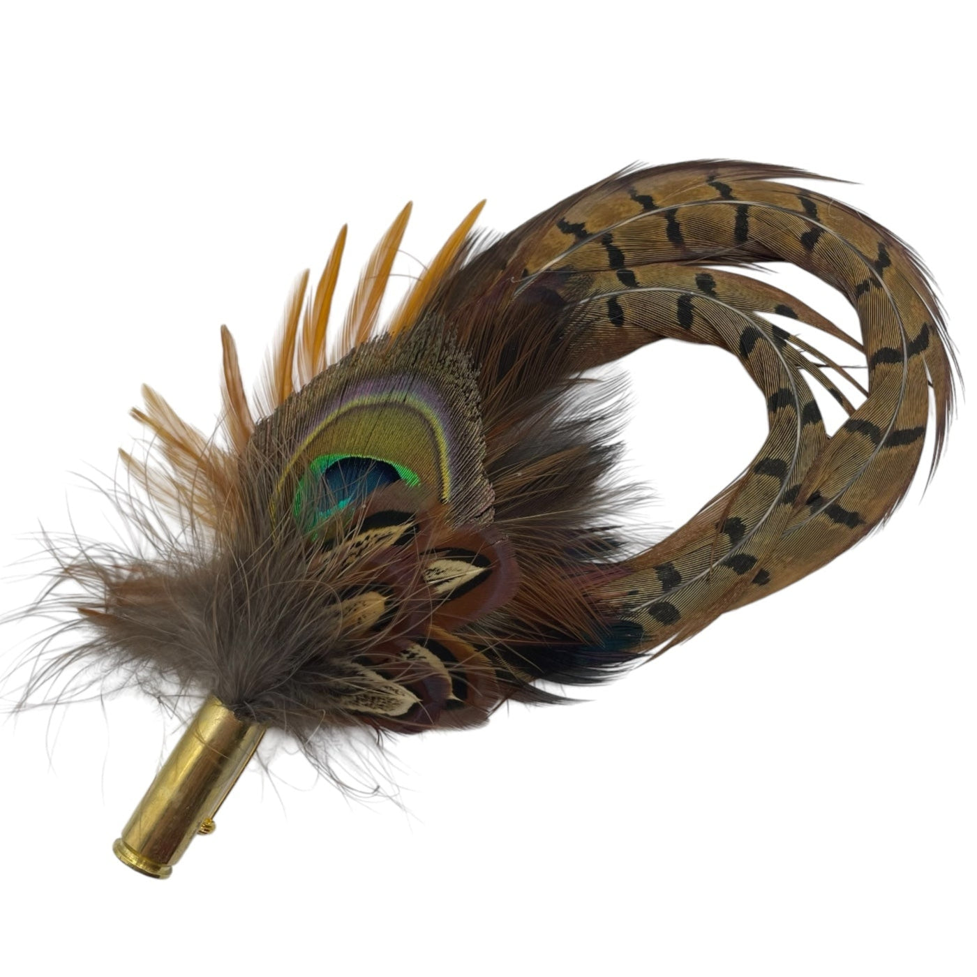 Peacock, Rooster & Natural Pheasant Feather Hat Pin (CFP773)