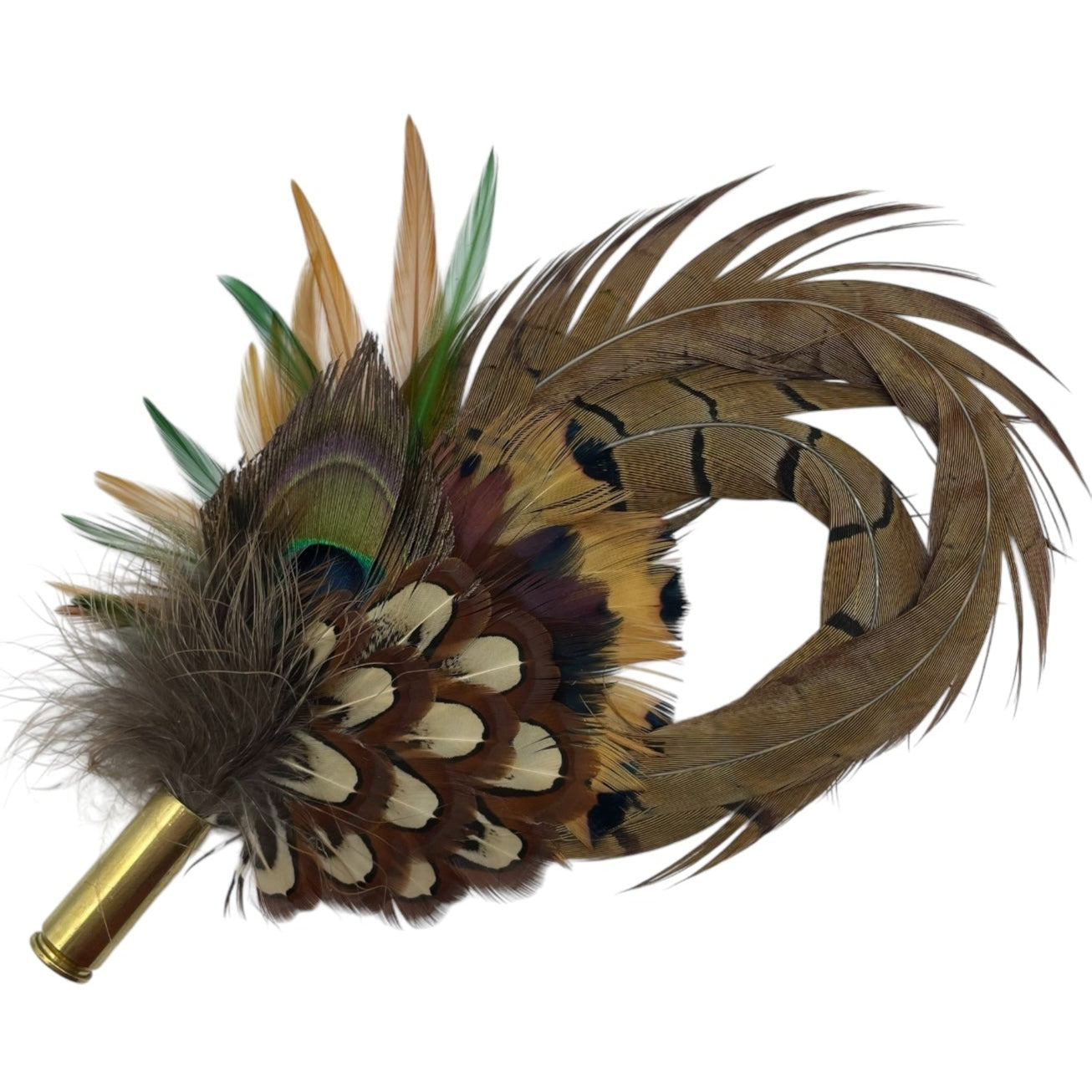 Peacock, Rooster & Natural Pheasant Feather Hat Pin (CFP774)