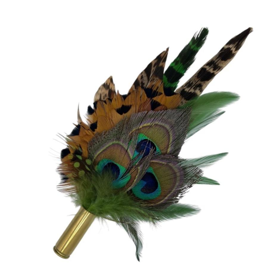 Green & Natural Feather Hat Pin (CFP669)