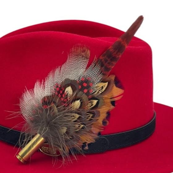 Red & Natural Feather Hat Pin (CFP715)