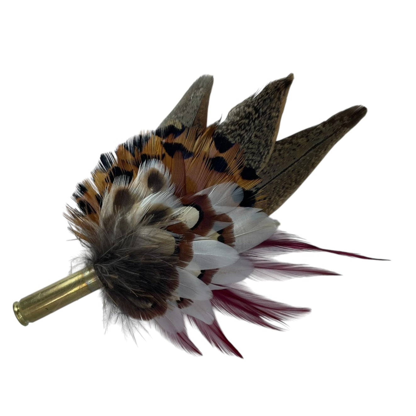 Wine, White & Natural Feather Hat Pin (CFP745)