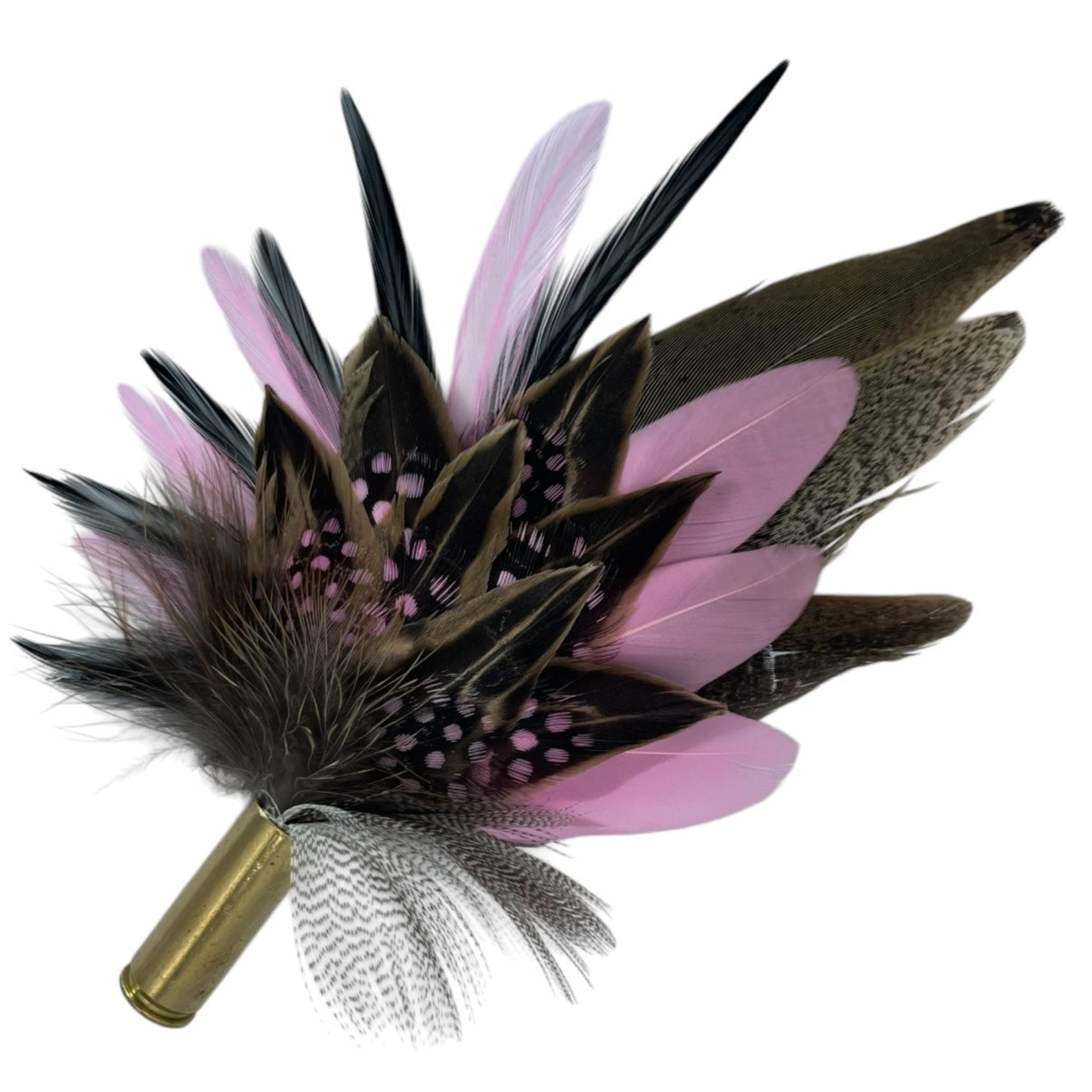 Pink, Black & Natural Feather Hat Pin (CFP751)