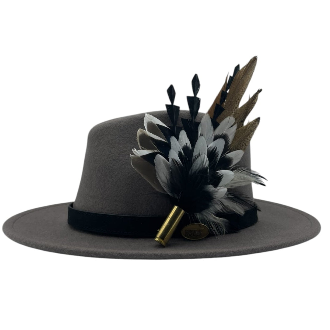 Black, White & Natural Feather Hat Pin (CFP756)