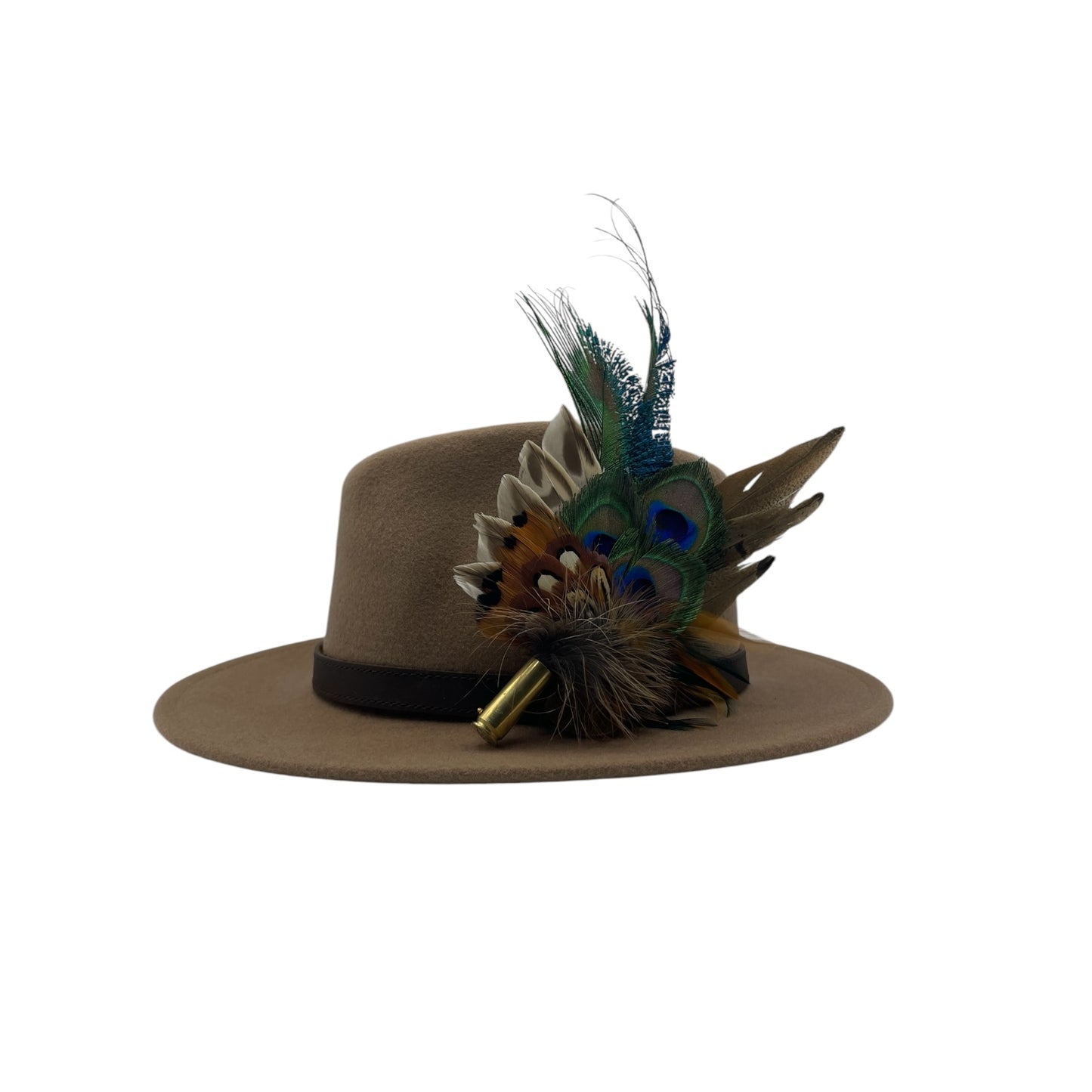 Peacock, Rust & Natural Feather Hat Pin (CFP757)