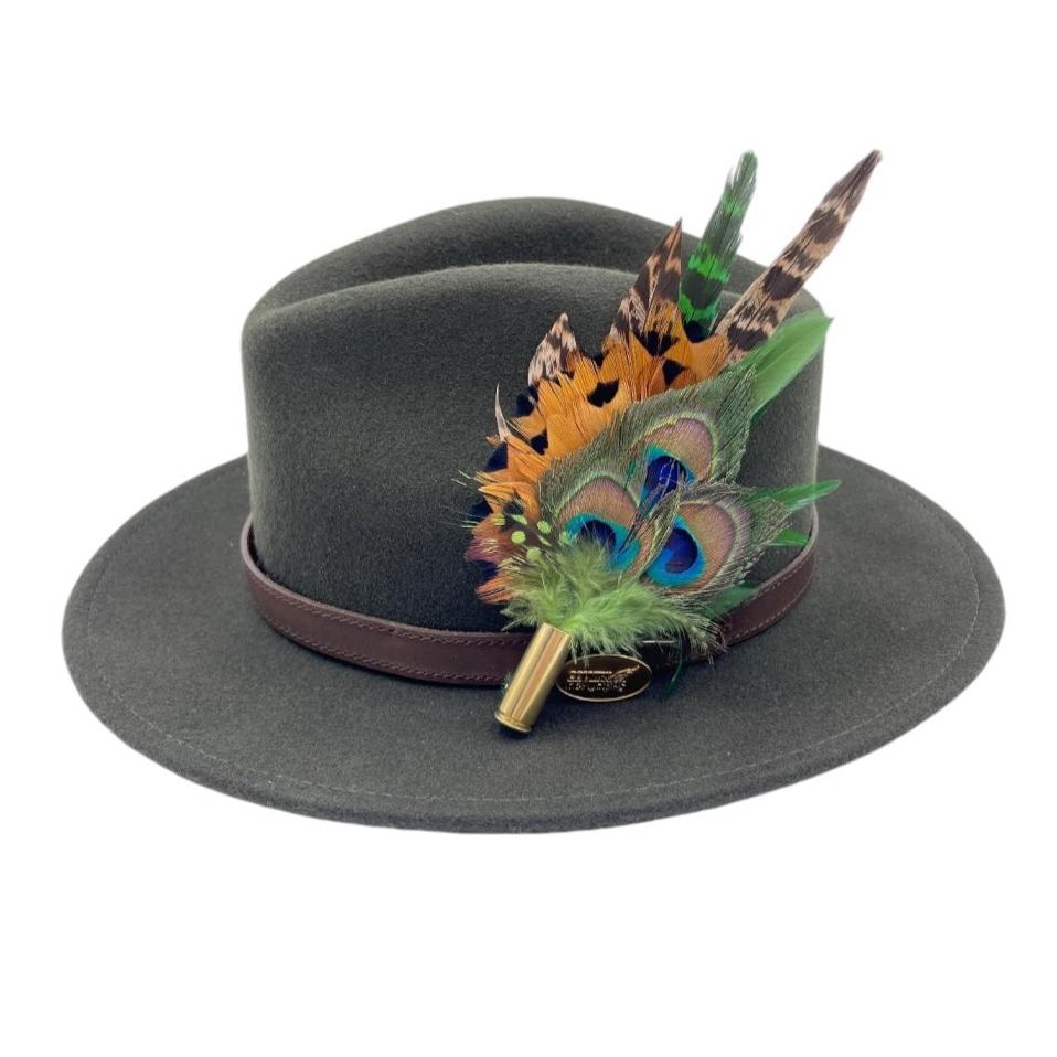 Green & Natural Feather Hat Pin (CFP669)