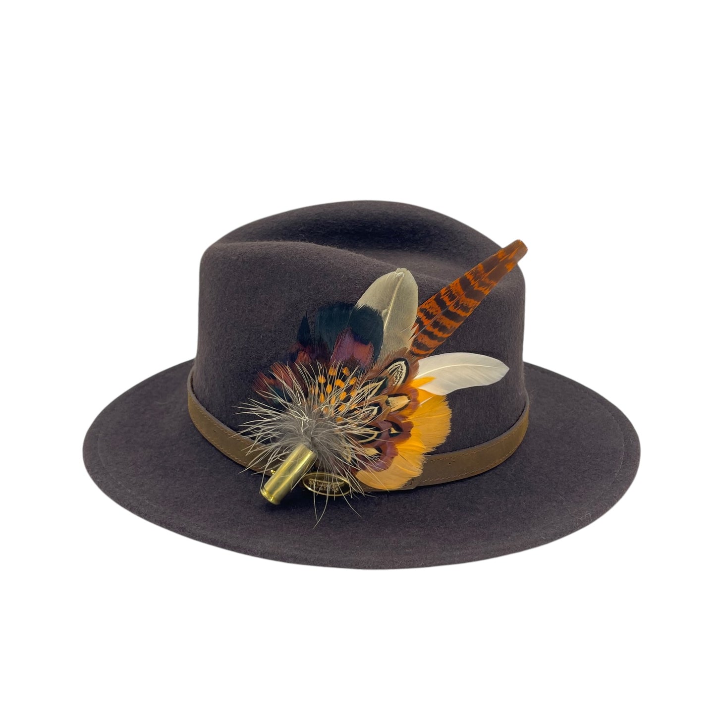 Orange & Natural Feather Hat Pin (CFP716)