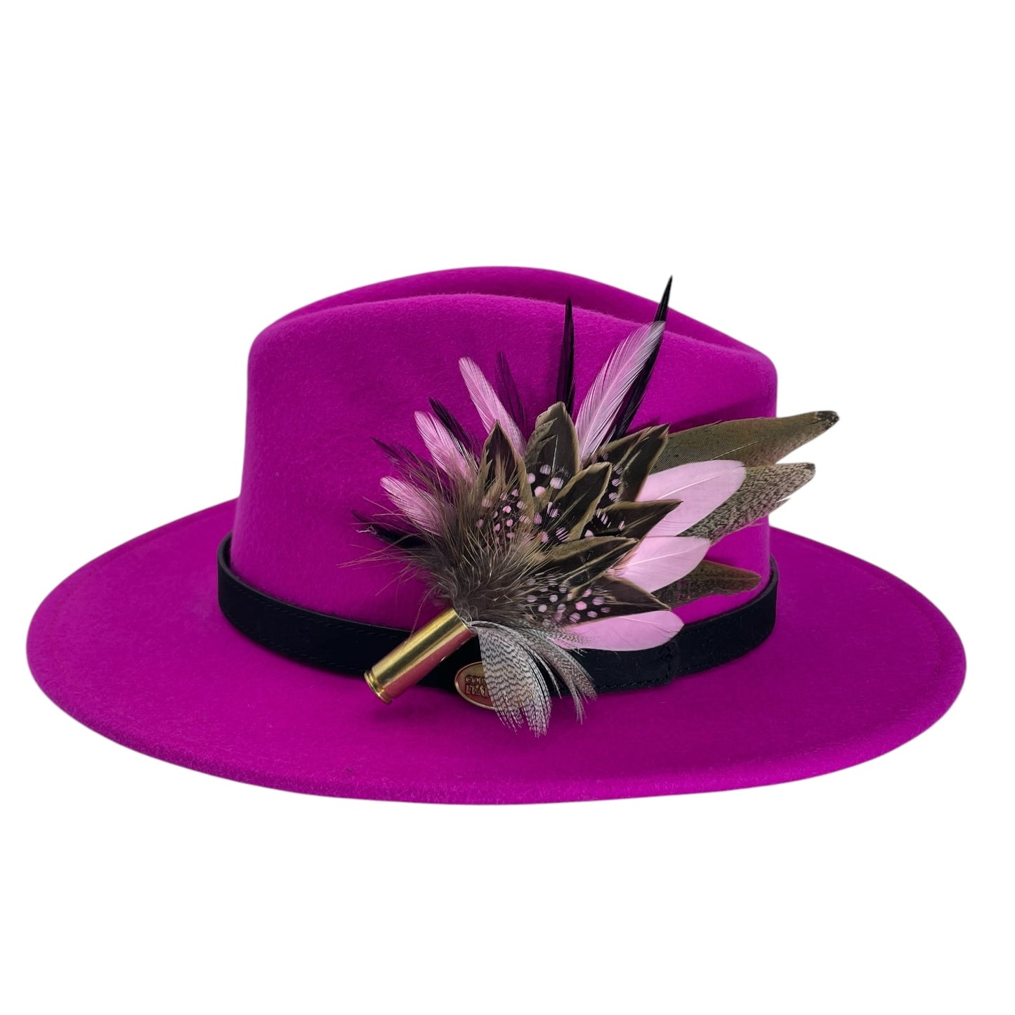 Pink, Black & Natural Feather Hat Pin (CFP751)