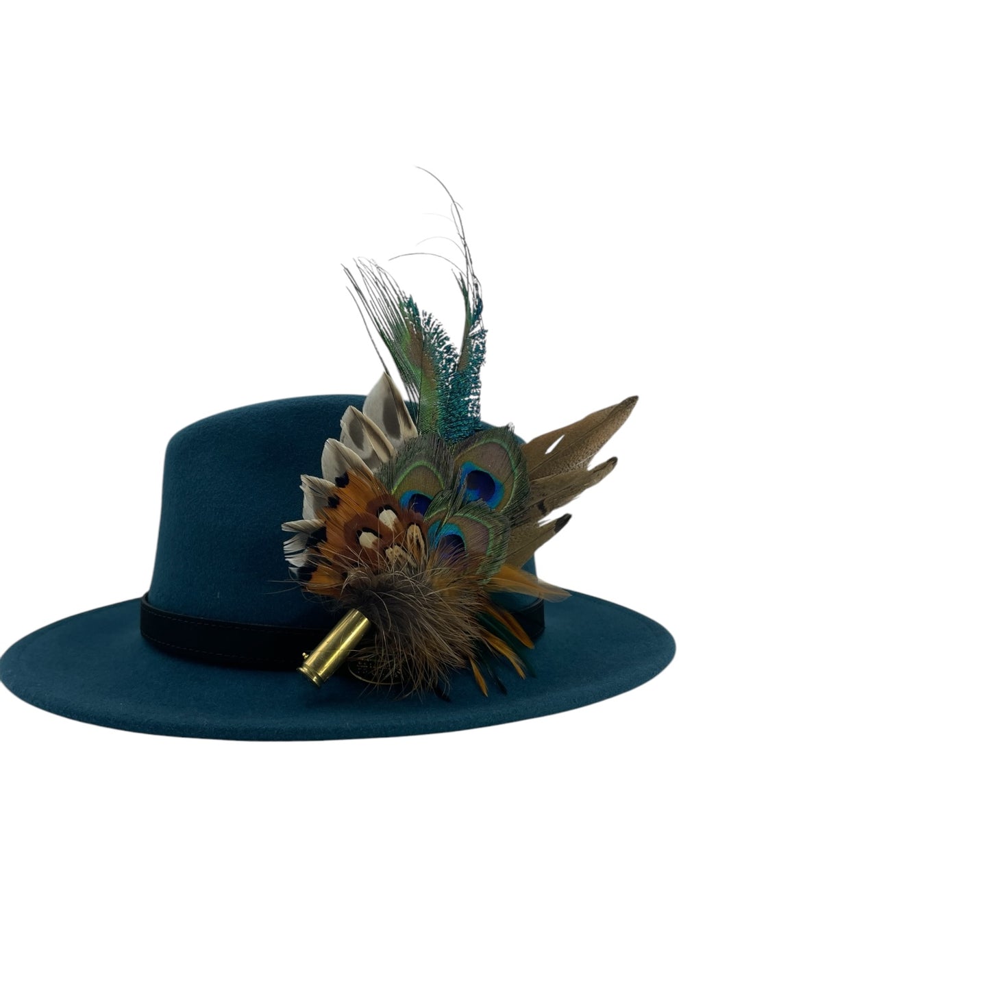 Peacock, Rust & Natural Feather Hat Pin (CFP757)