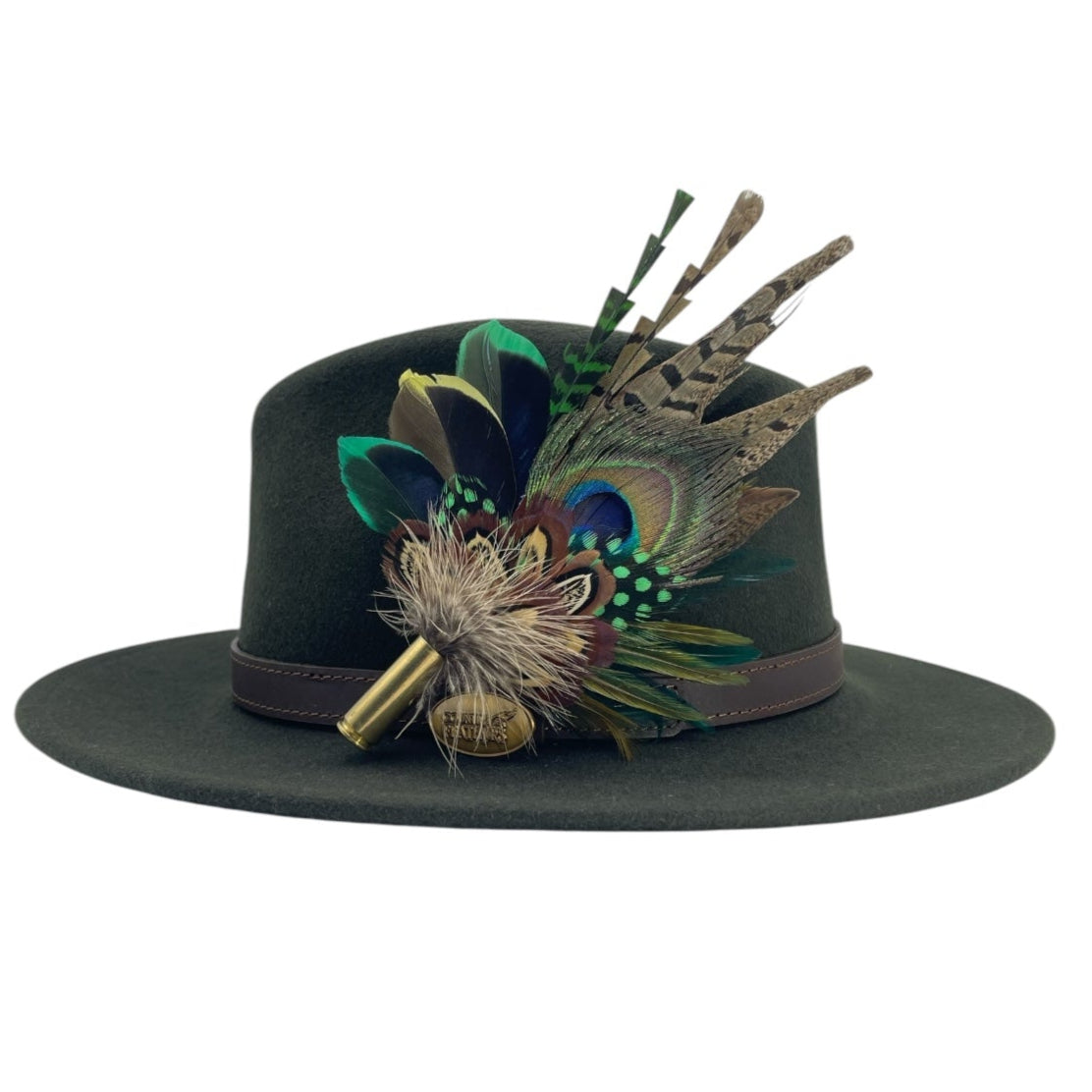 Green, Lemon & Natural Feather Hat Pin (CFP760)