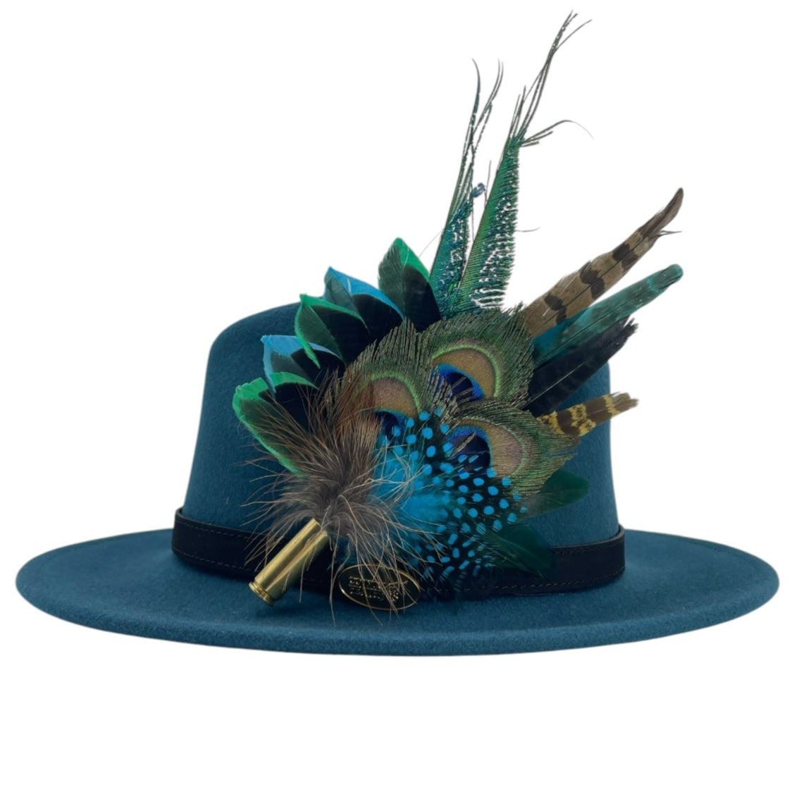 Teal, Green & Natural Feather Hat Pin (CFP765)