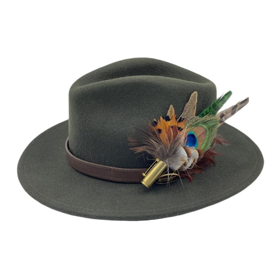 Green, Brown & Natural Feather Hat Pin (CFP666)