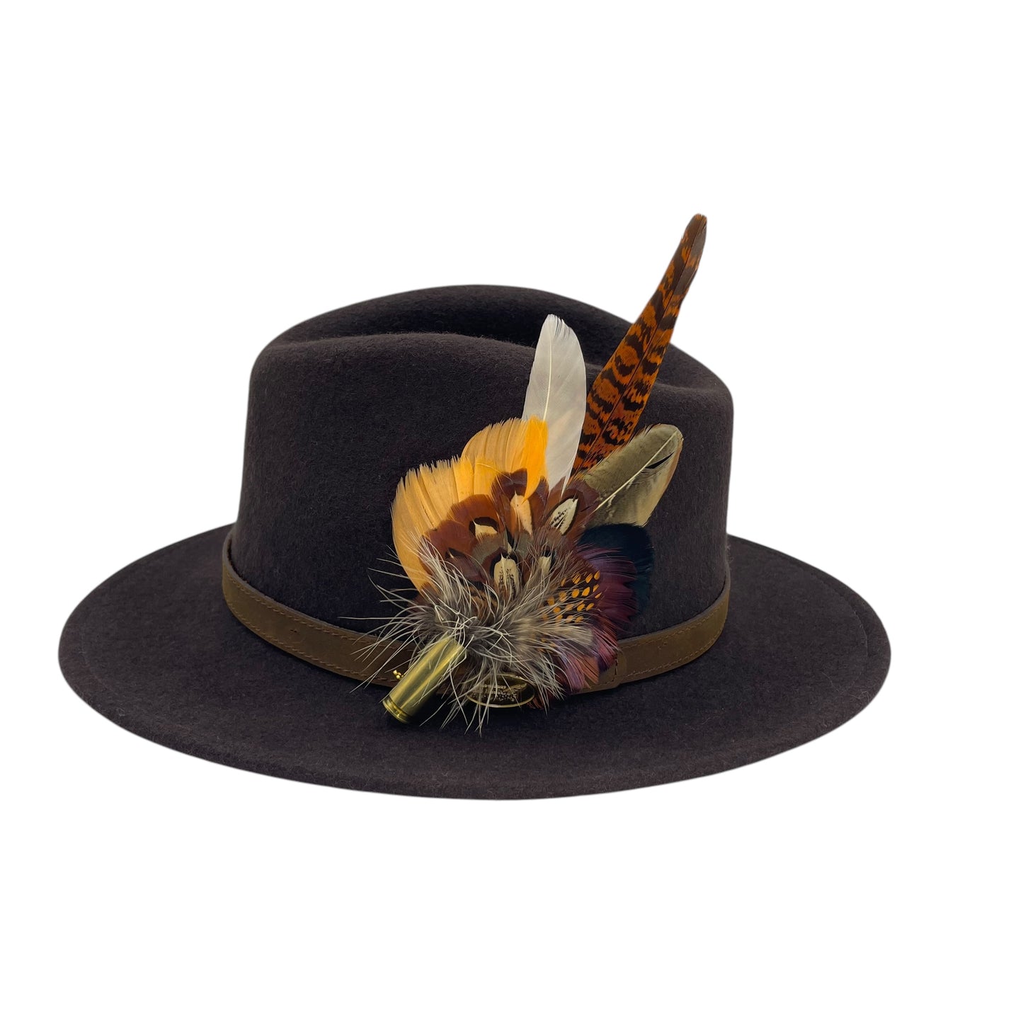 Orange & Natural Feather Hat Pin (CFP719)