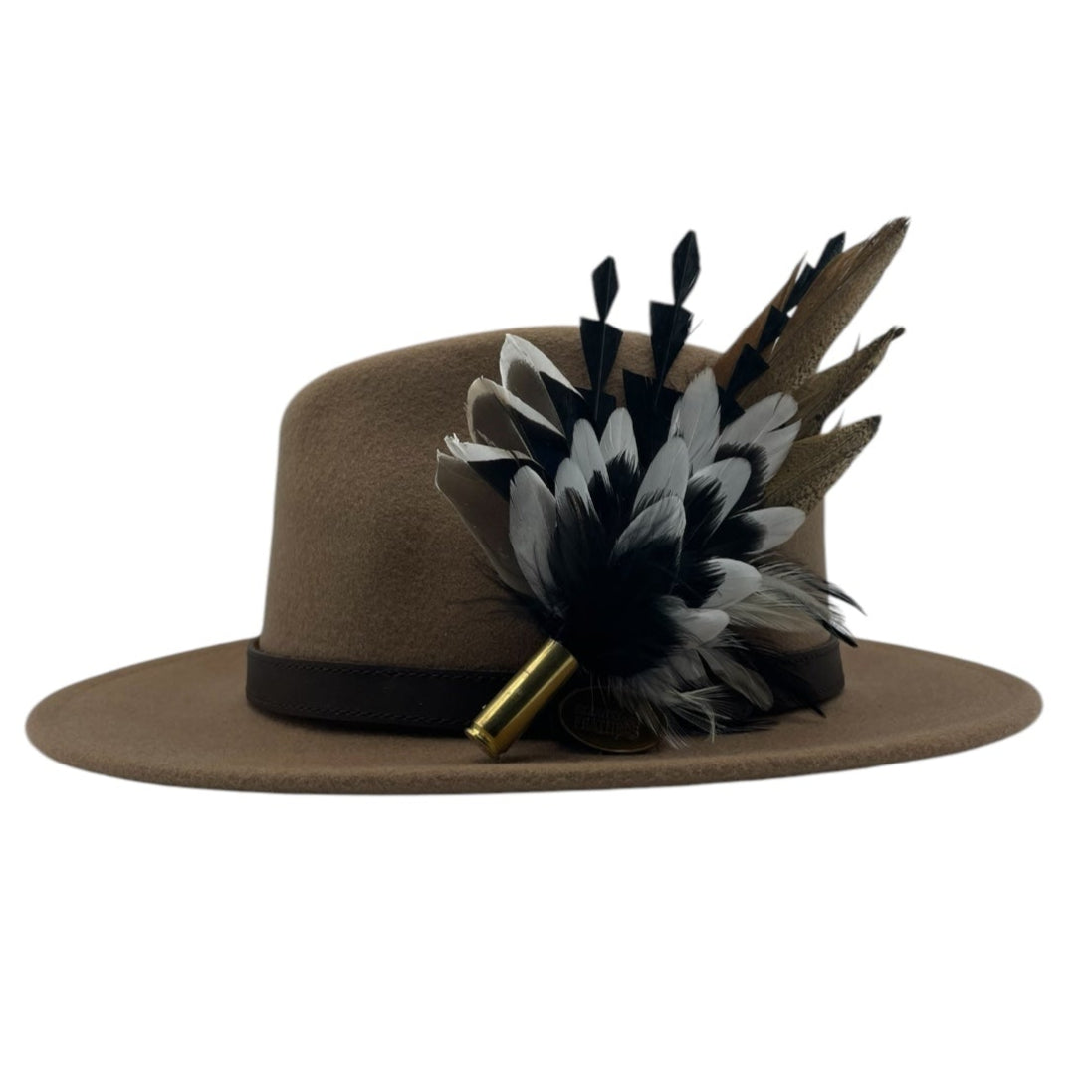 Black, White & Natural Feather Hat Pin (CFP756)