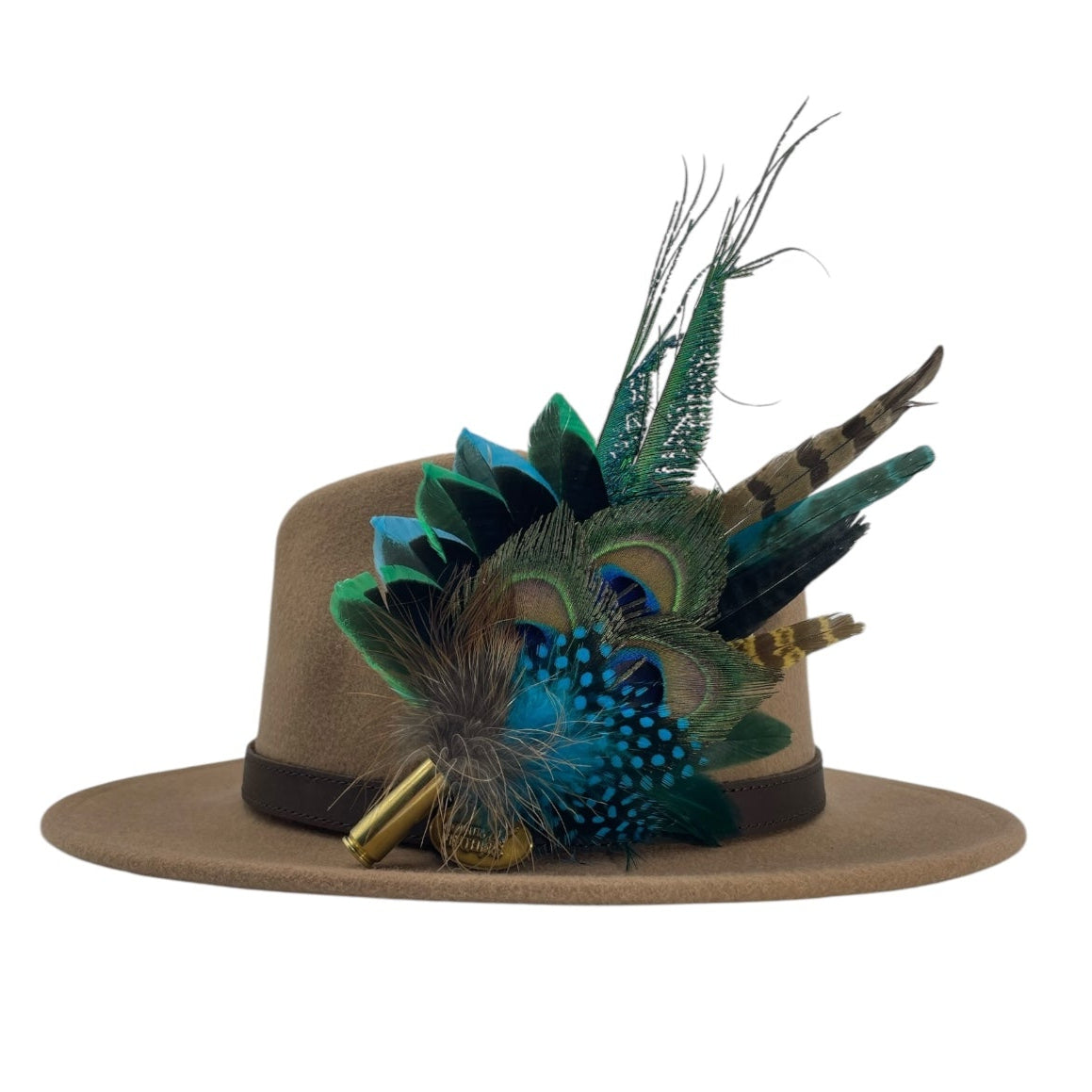 Teal, Green & Natural Feather Hat Pin (CFP765)