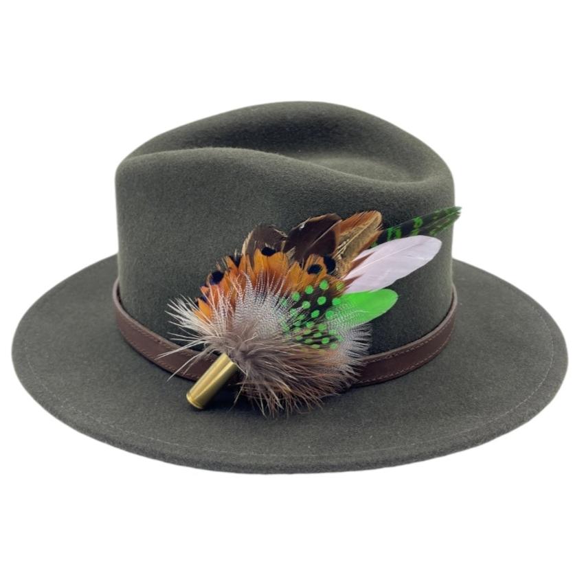 Green & Natural Feather Hat Pin (CFP667)