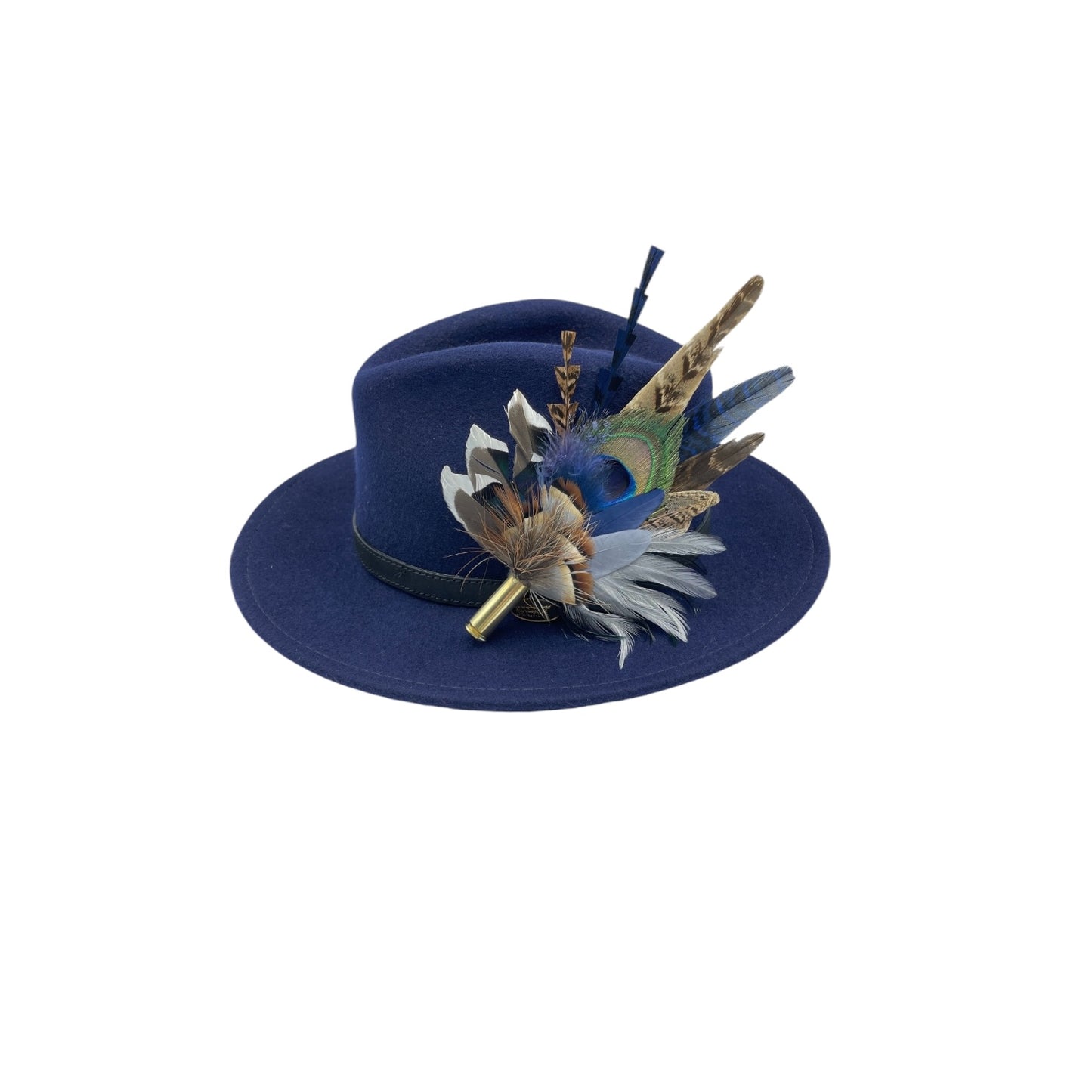 Blue, Grey & Natural Feather Hat Pin (CFP678)